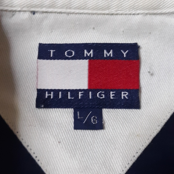 Vintage 90s Tommy Hilfiger Striped Colorblock L/S Collared Shirt Size Large - Picture 5 of 5